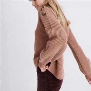 Madewell boat neck button shoulder sweater size M